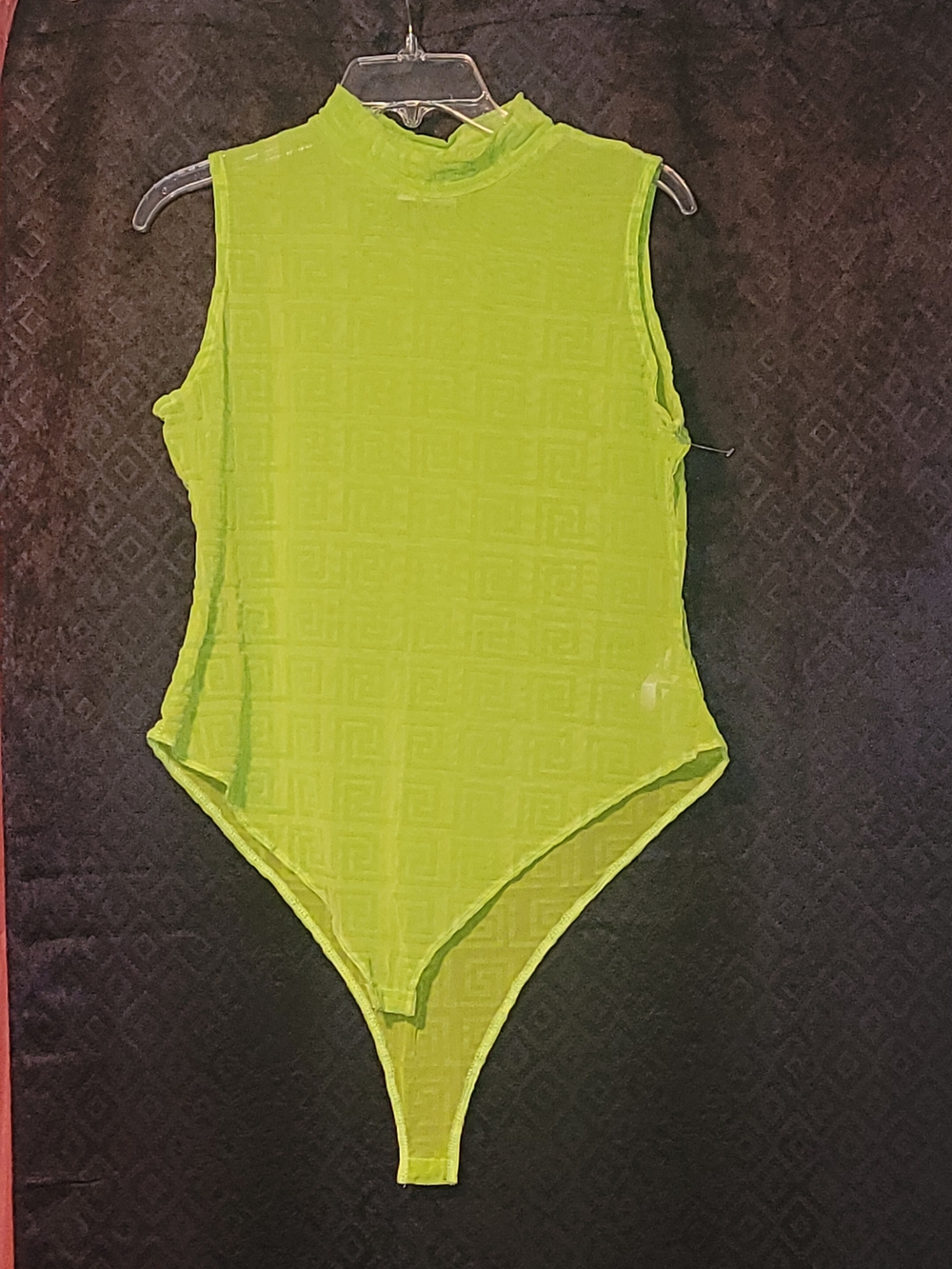 Girls Sleeveless High-Neck Neon Lime Bodysuit